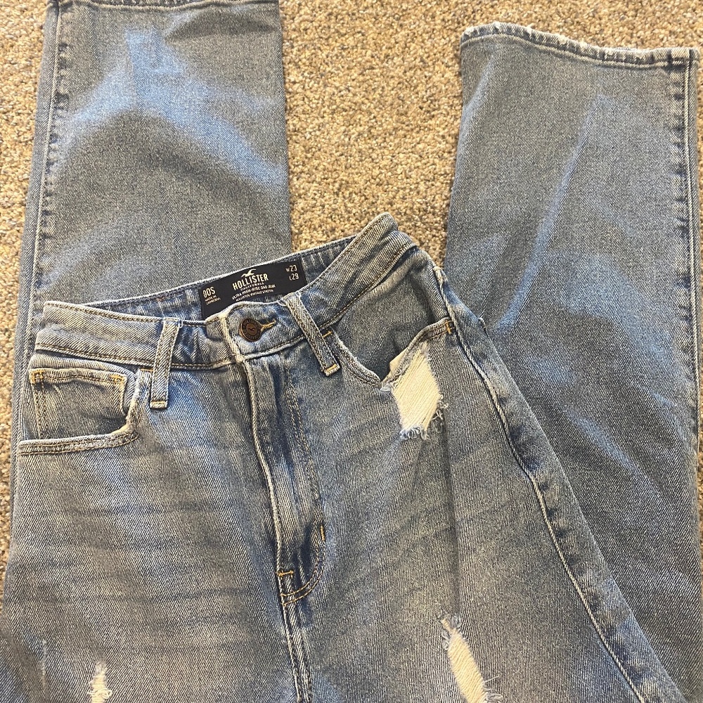 Hollister high rise dark wash ripped jeans
